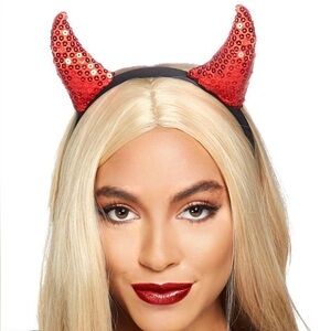 Red sequin  devil horns